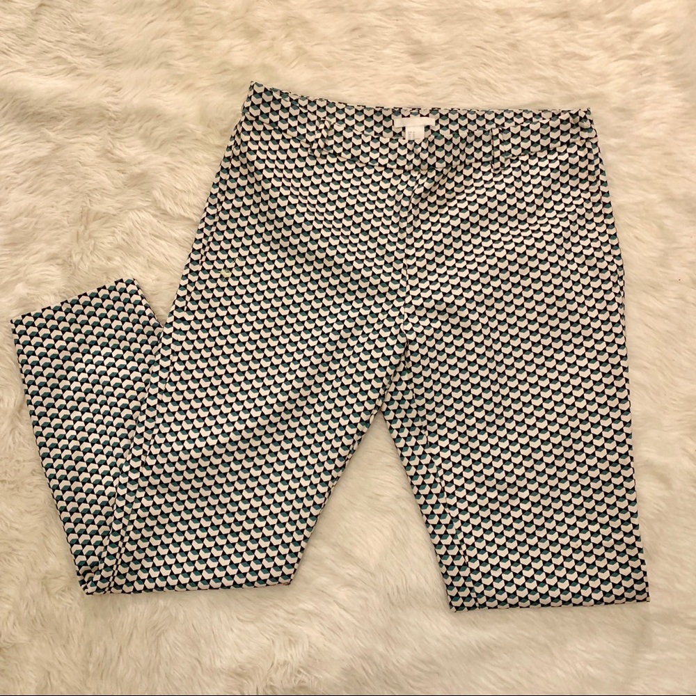 Printed Black/White/Blue Dress Pants